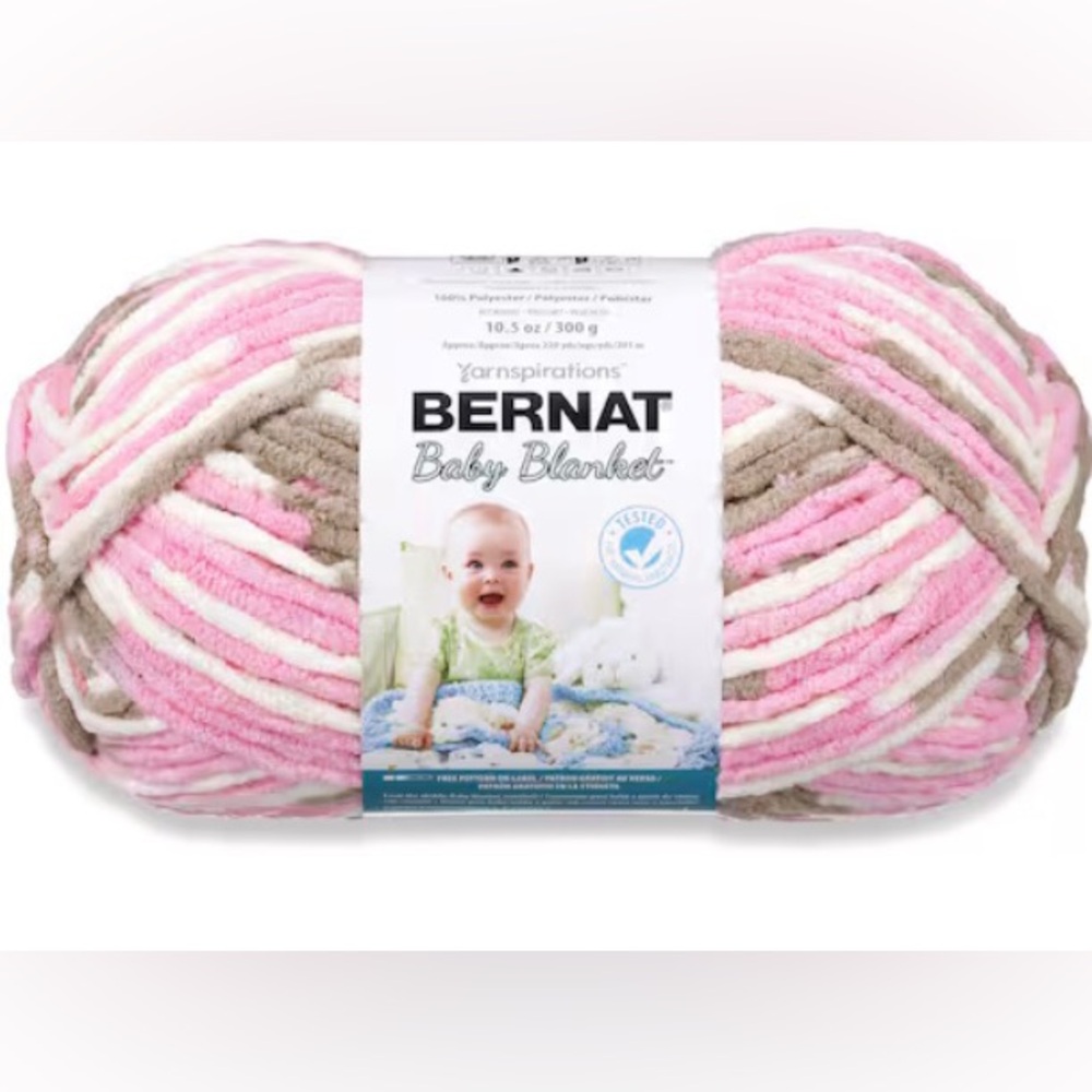 Bernat Baby Blanket Yarn ‘ 04418 Little Roses ‘ SOFT pink cream brown - NEW